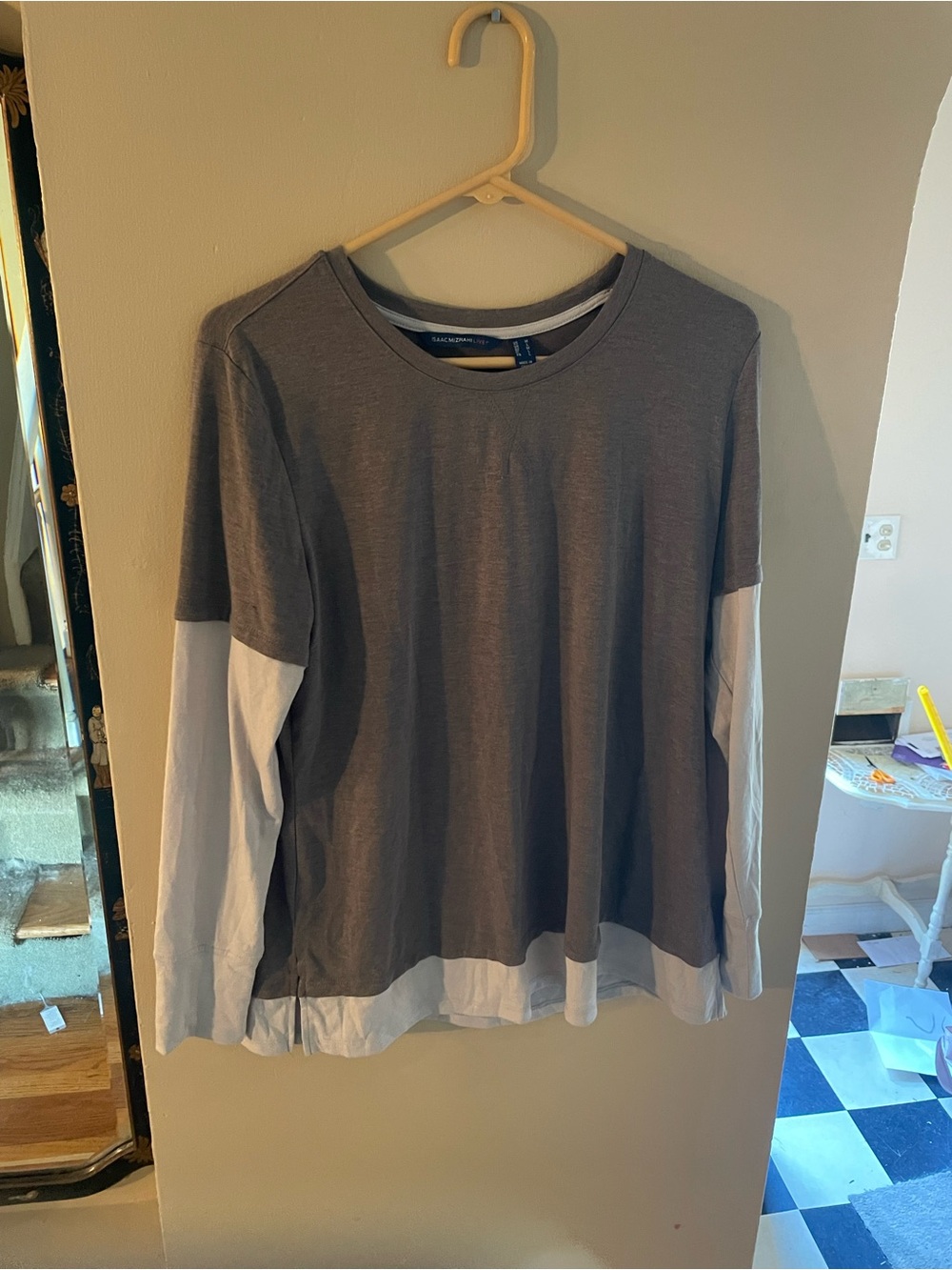 Isaac Mizrahi Layered-Look Long Sleeve Shirt in Gray shades